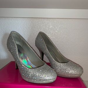 Silver sparkle heels